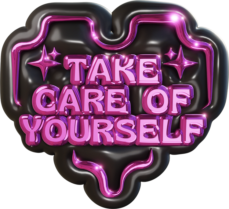 Decorative 3D Take Care of Yourself Typography
